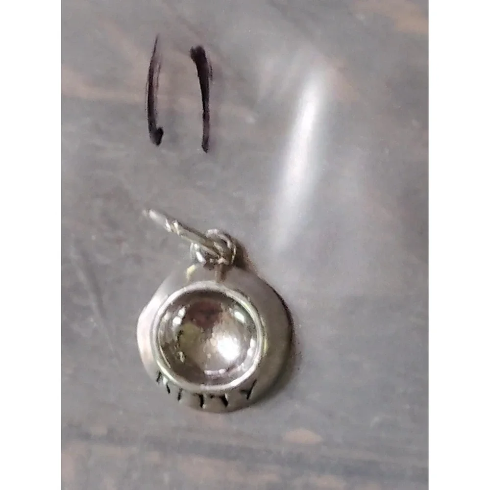 charm pendant Kitty Cat Food Bowl Silver 925 vintage